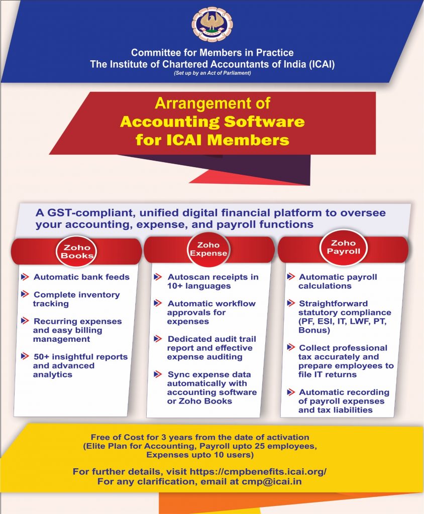 Zoho accounting software an initiative of the committee for members in